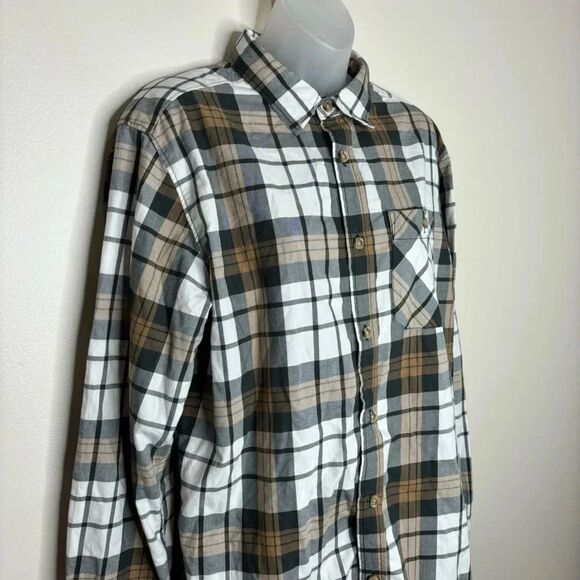 North Face Long Sleeve Casual Button Down Tan Grey White size medium men’s plaid - Picture 2 of 8